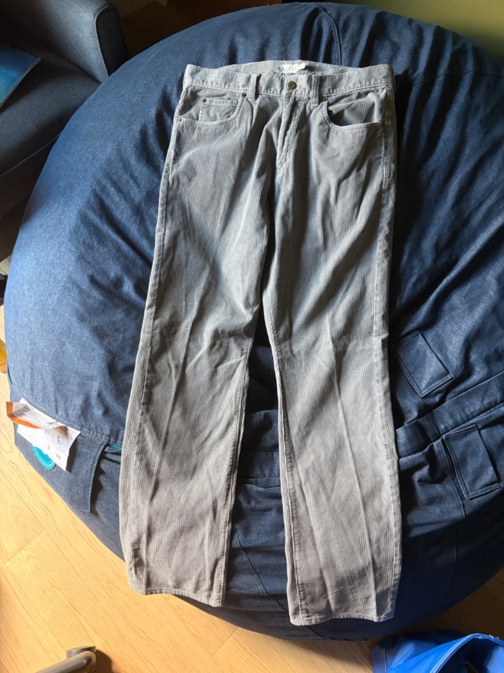 J Crew 5 Pocket Gray corduroy pants 34 x 34